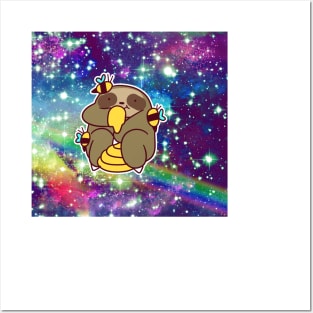 Honey Sloth Rainbow Space Posters and Art